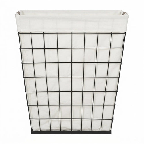 75L Rectangular Steel Wire Laundry Hamper with Removable Liner, Natural, Adult